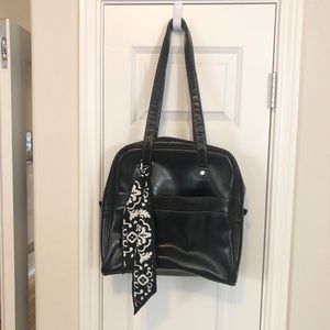 THIRTY-ONE Black Leather Bowler Purse with Scarf